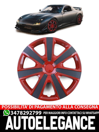 Copricerchi Tenzo-R IX per cerchi in acciaio 15"" rosso carbon