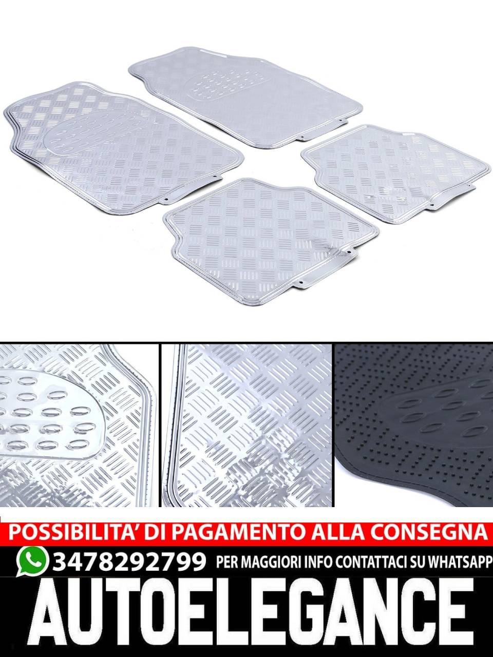 Car Rubber Mats Universal Aluminum Ribbed Plate Look 4 