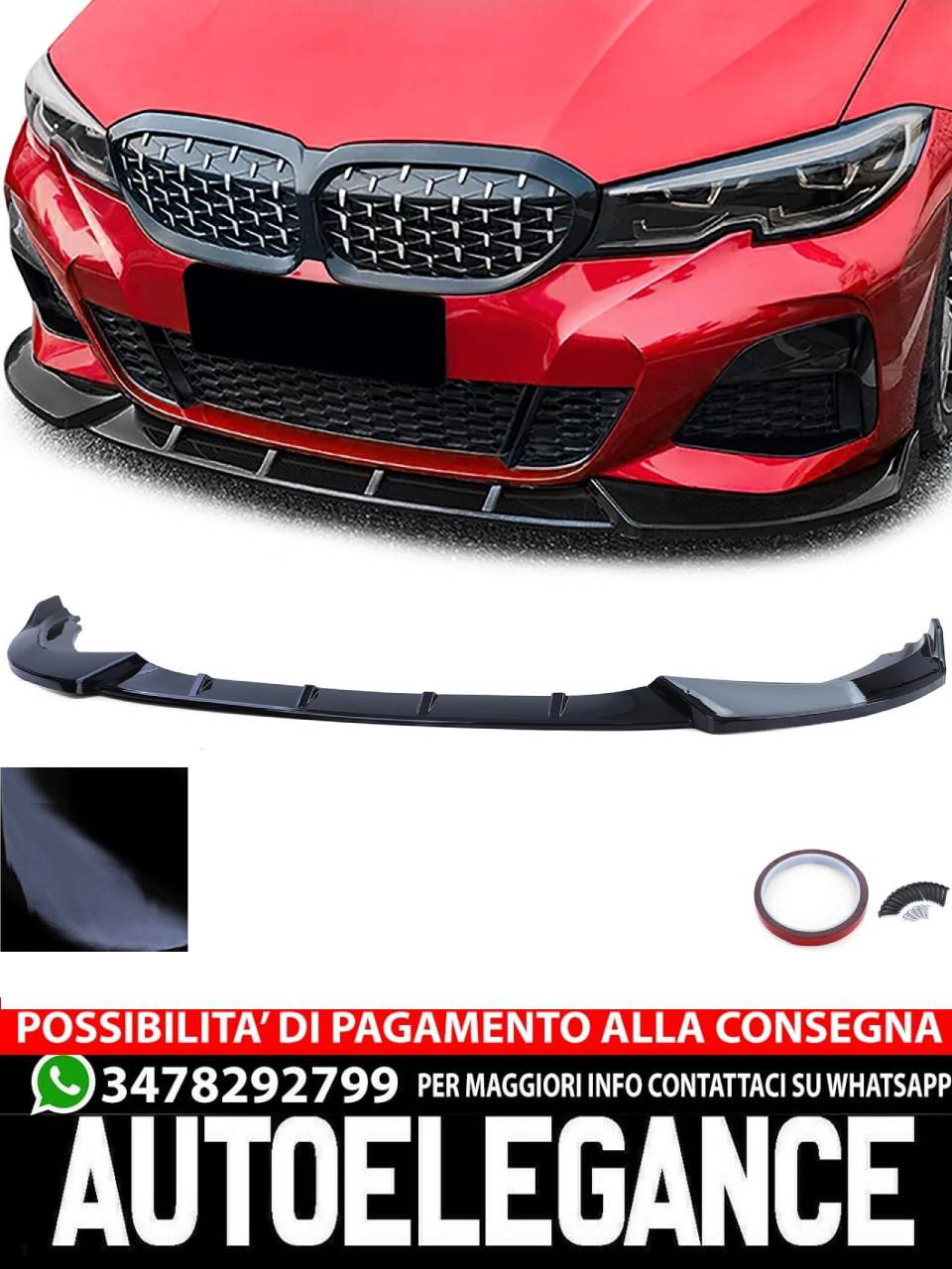 Front spoiler lip approach sport black glossy suitable for BMW 3 Series G20 G21 from 18 