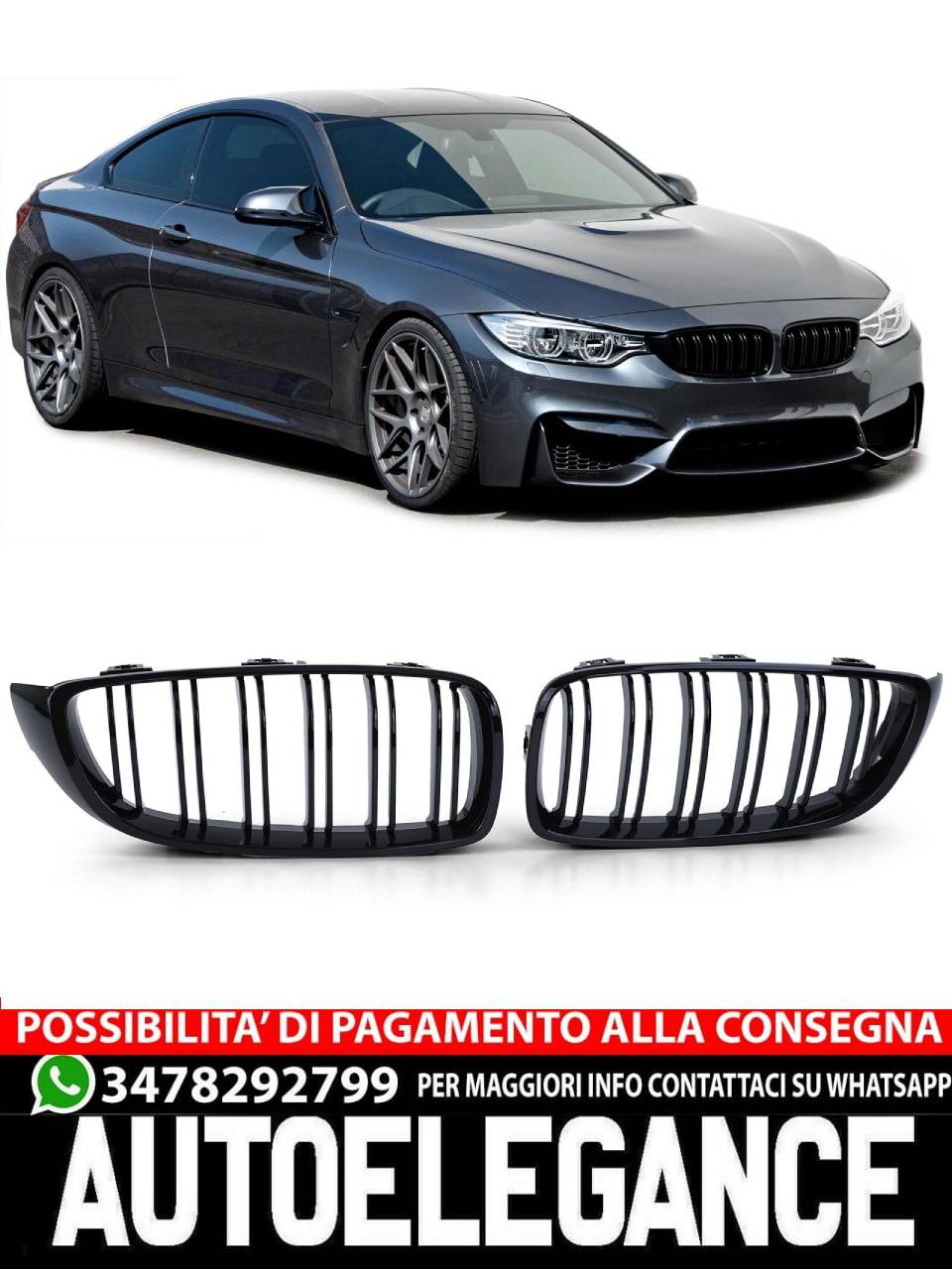 Glossy Performance Double Bar Sport Radiator Grille for BMW 4 Series F32 F3 