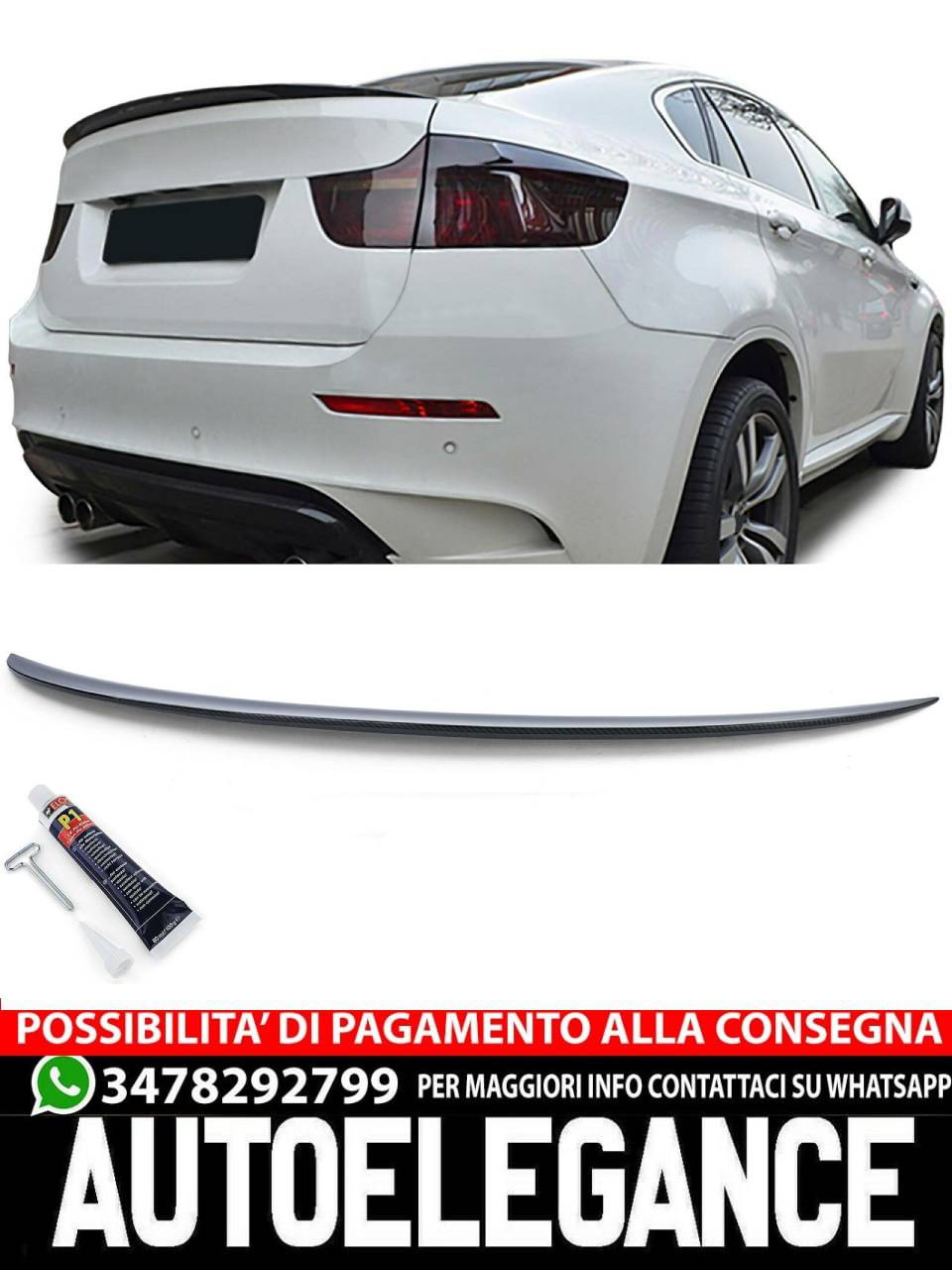 Sporty rear spoiler carbon look suitable for BMW X6 E71 08-14 