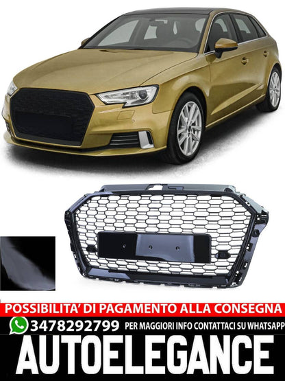 Griglia radiatore sportiva a nido d'ape nera lucida Audi A3 8V 16-20 senza ACC