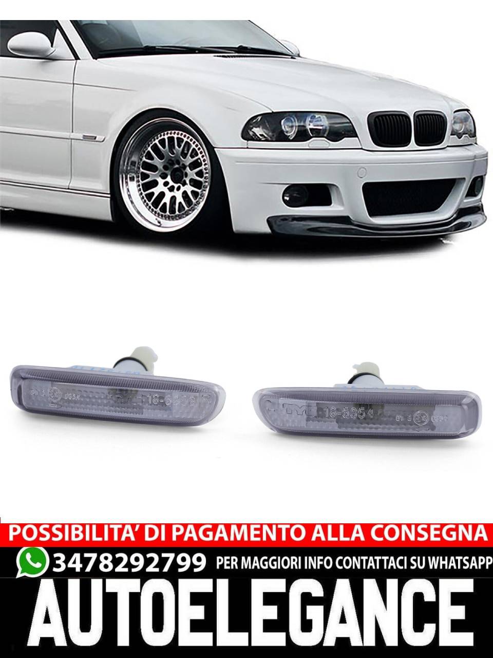 Indicatore di direzione nero fumè adatto per BMW Serie 3 E46 prefacelift
