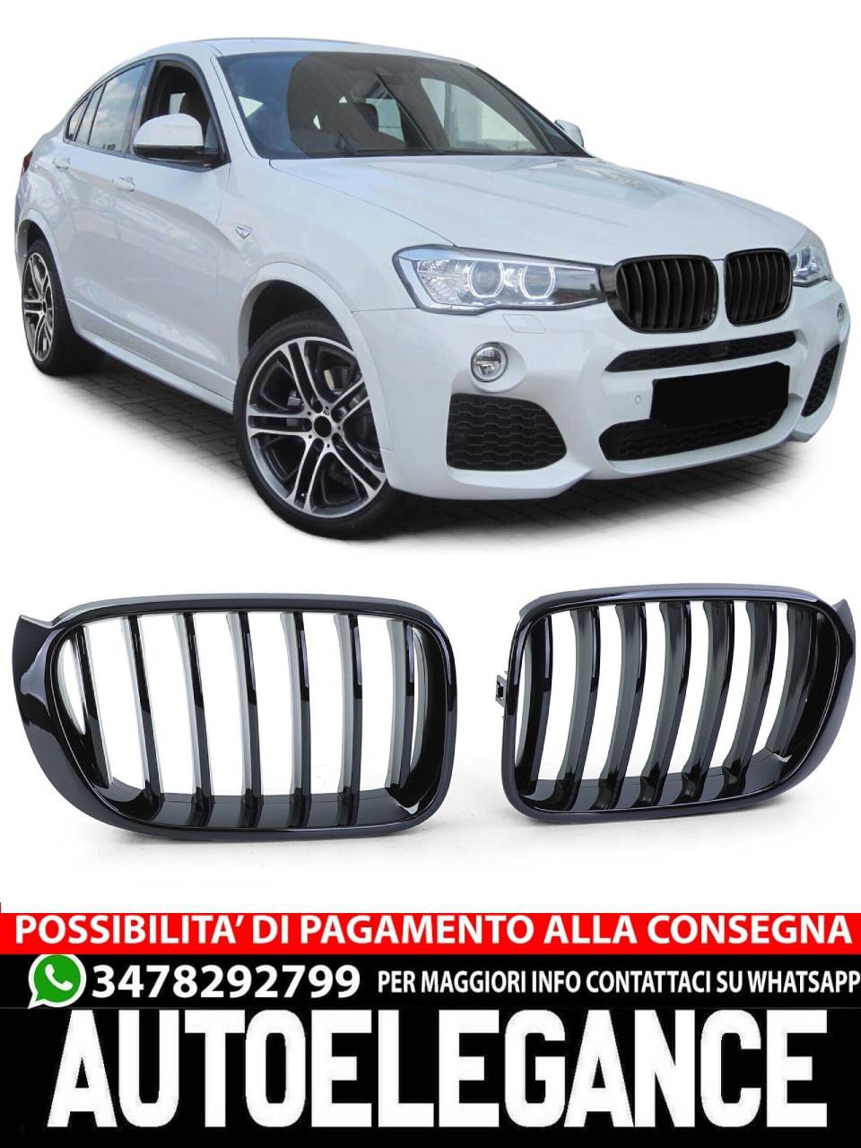 Gloss Black Performance Sport Radiator Grille Suitable for BMW X3 F25 X4 F26 