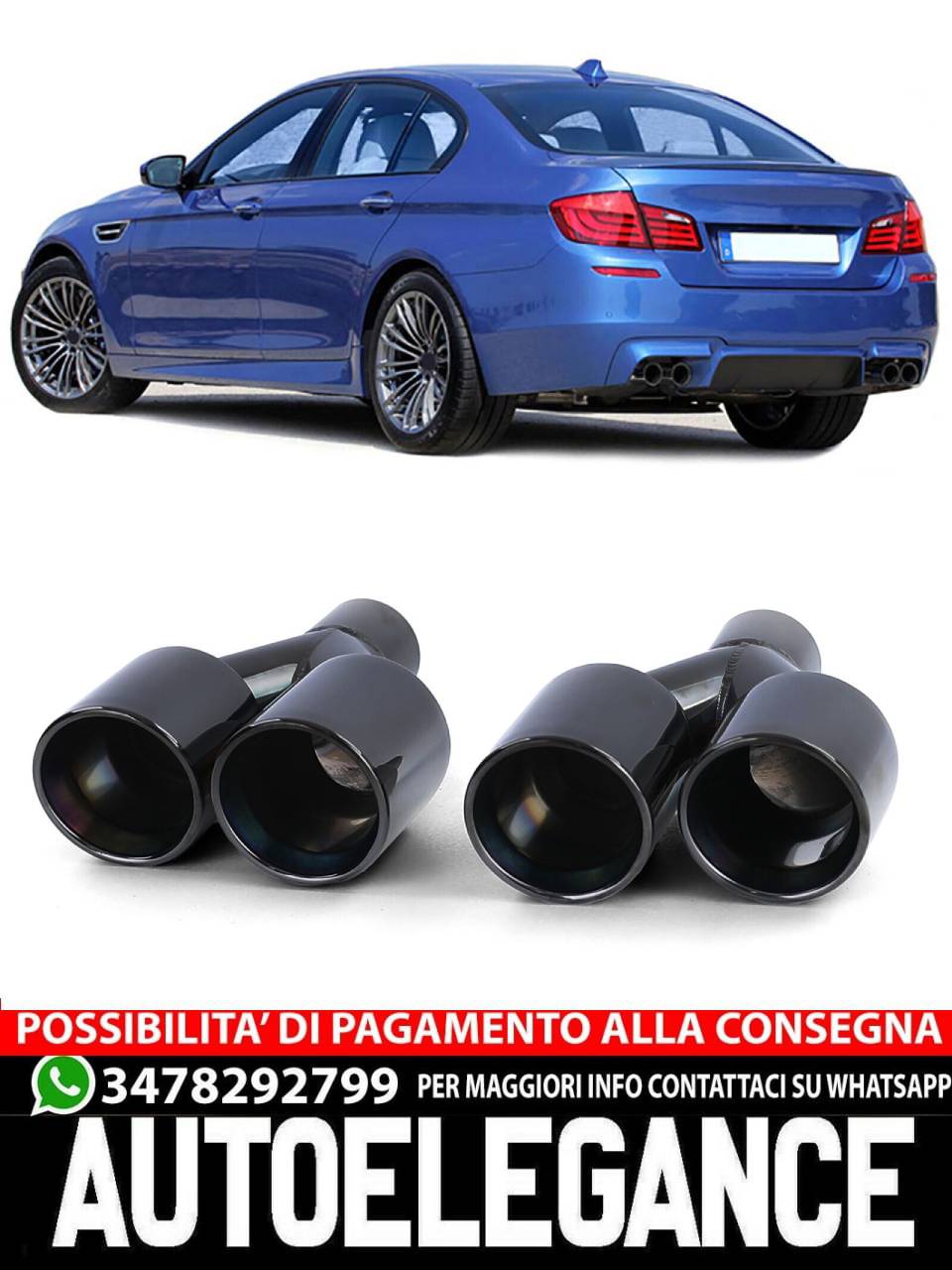 Terminali di scarico doppio tubo sport look nero adatto per BMW F10 F11 F12 F13