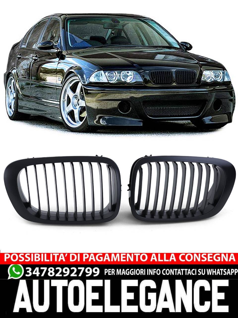 Griglia radiatore sportiva performance opaca per BMW E46 berlina touring 98-01-