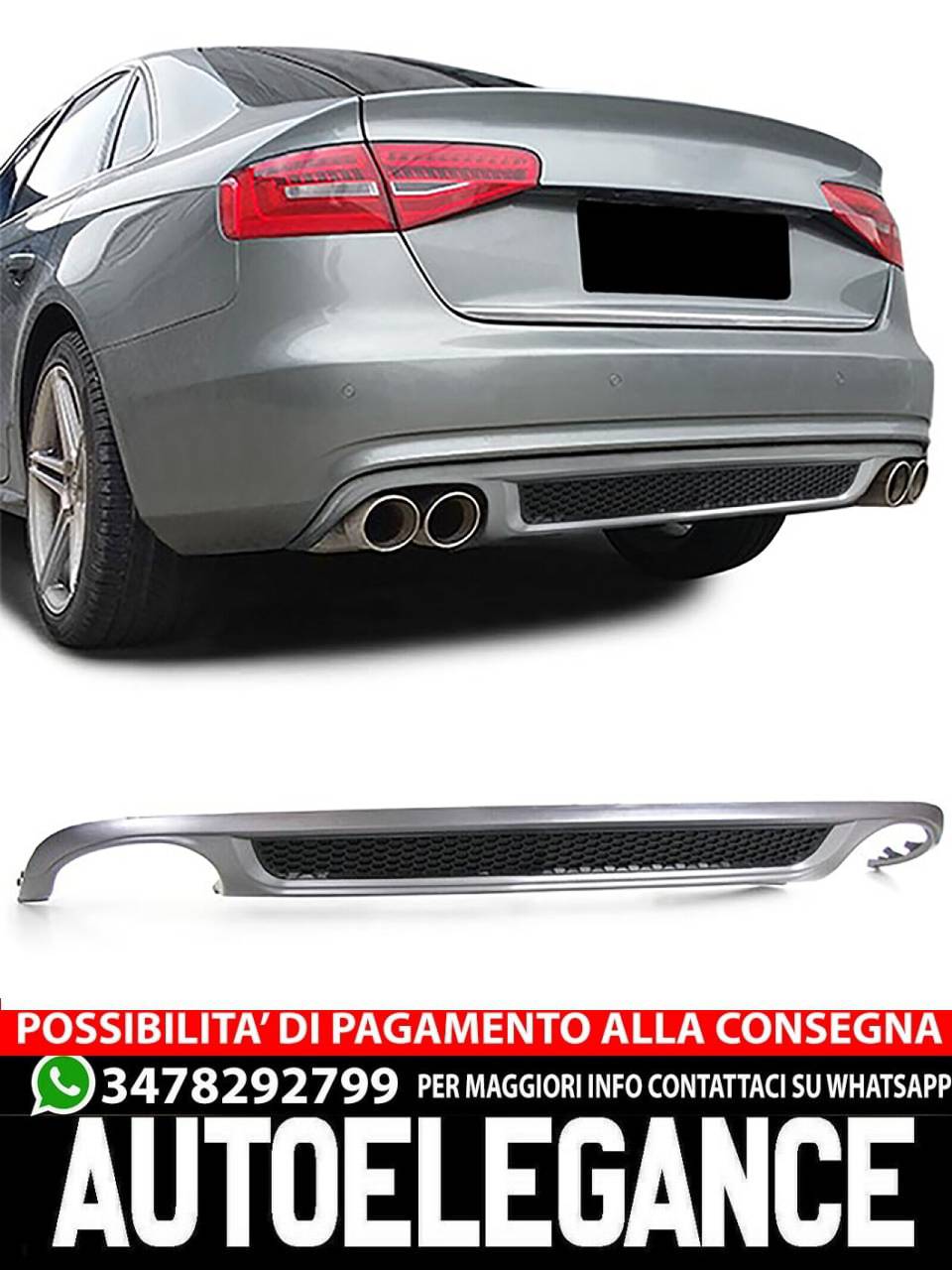 Inserto diffusore posteriore sportivo con griglia per Audi A4 B8 berlina 07-11