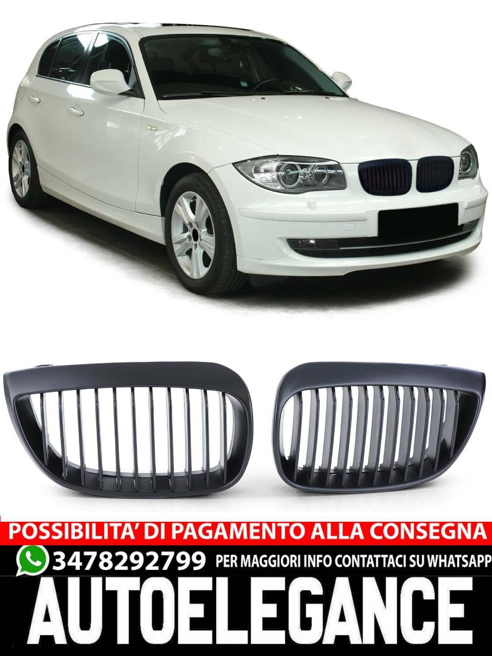 Griglia radiatore sportiva opaca per BMW Serie 1 E87 prefacelift 04-07-