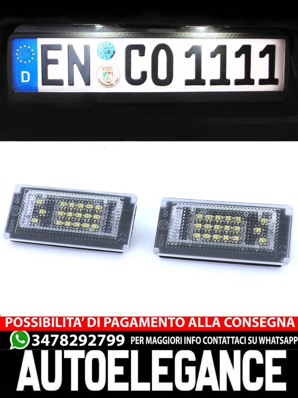 Faro targa a LED bianco 6000K per Mini Cooper R50 R53 01-06 R52 04-07