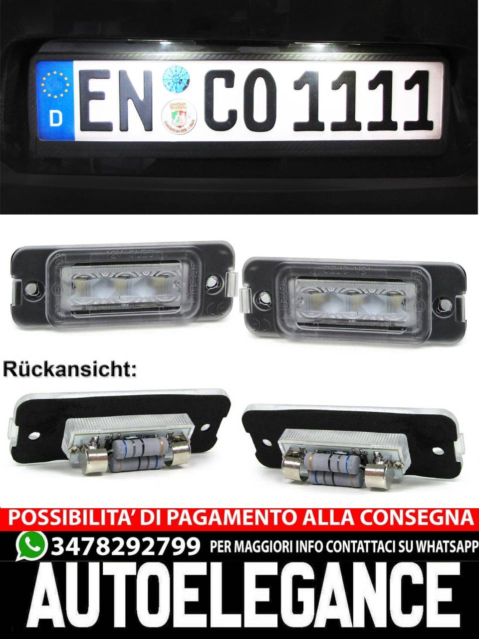 6000K white LED license plate light for Mercedes ML W164 08-11 GL X164 R W251- 