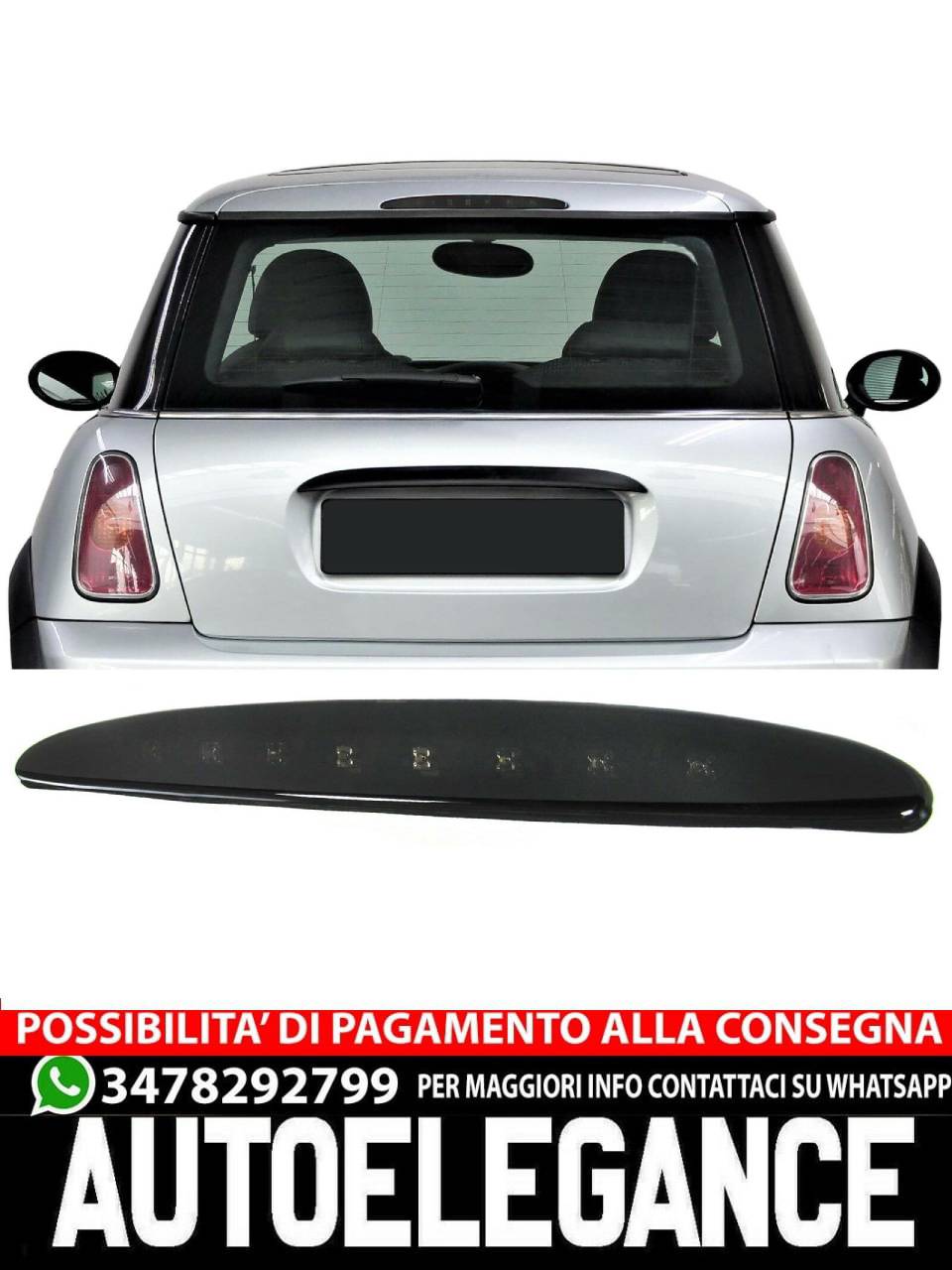 Terza Luce Freno LED Per Mini Cooper R50 R53 | Trasparente Con LED Rossi | 63256935789 | Compatibile 2002-2006 | Plug And Play, IP65 - 2