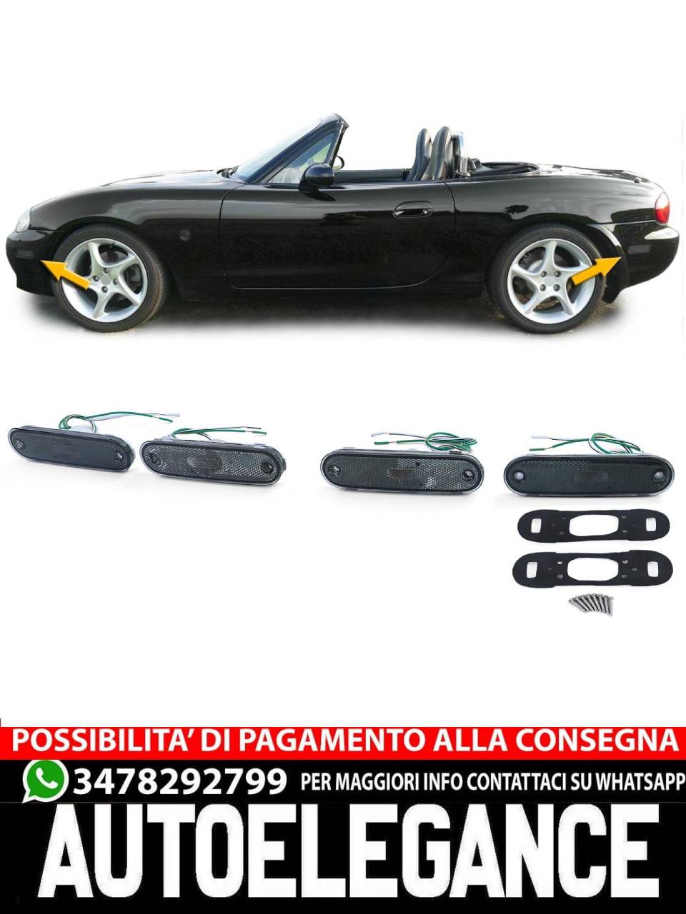 Luci di ingombro laterali catarifrangenti nero fumè per Mazda MX5 89-05-