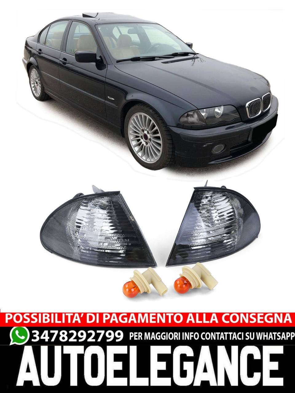 Black Crystal Turn Signal Light for BMW 3 Series E46 Sedan Touring 98-01 
