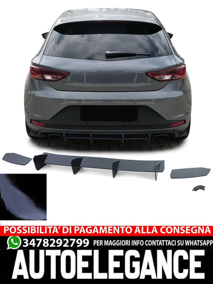 Inserto diffusore posteriore sportivo splitter nero lucido per sedile Leon 3 5F