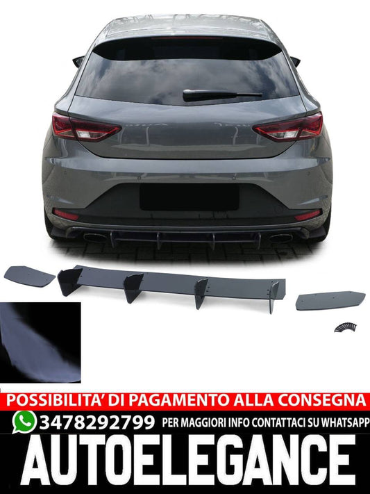 Inserto diffusore posteriore sportivo splitter nero lucido per sedile Leon 3 5F