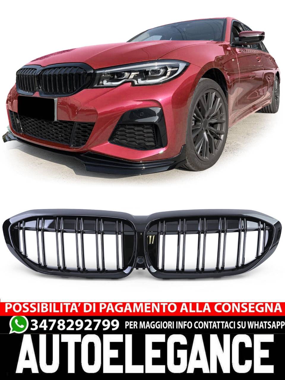 Griglia radiatore sportiva doppia barra prestazioni lucida adatta per BMW