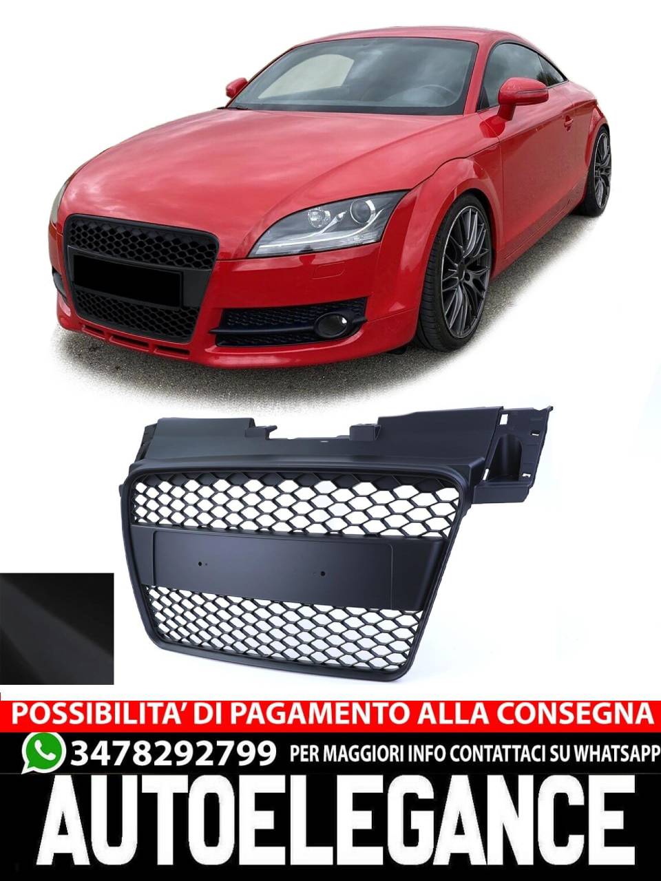 Griglia radiatore a nido d'ape senza emblema nero opaco per Audi TT 8J