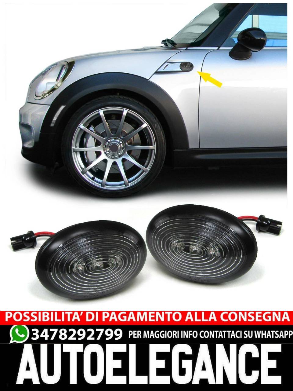 Indicatore di direzione laterale a LED fumè nero per mini R55 R55N R56 R56N R57