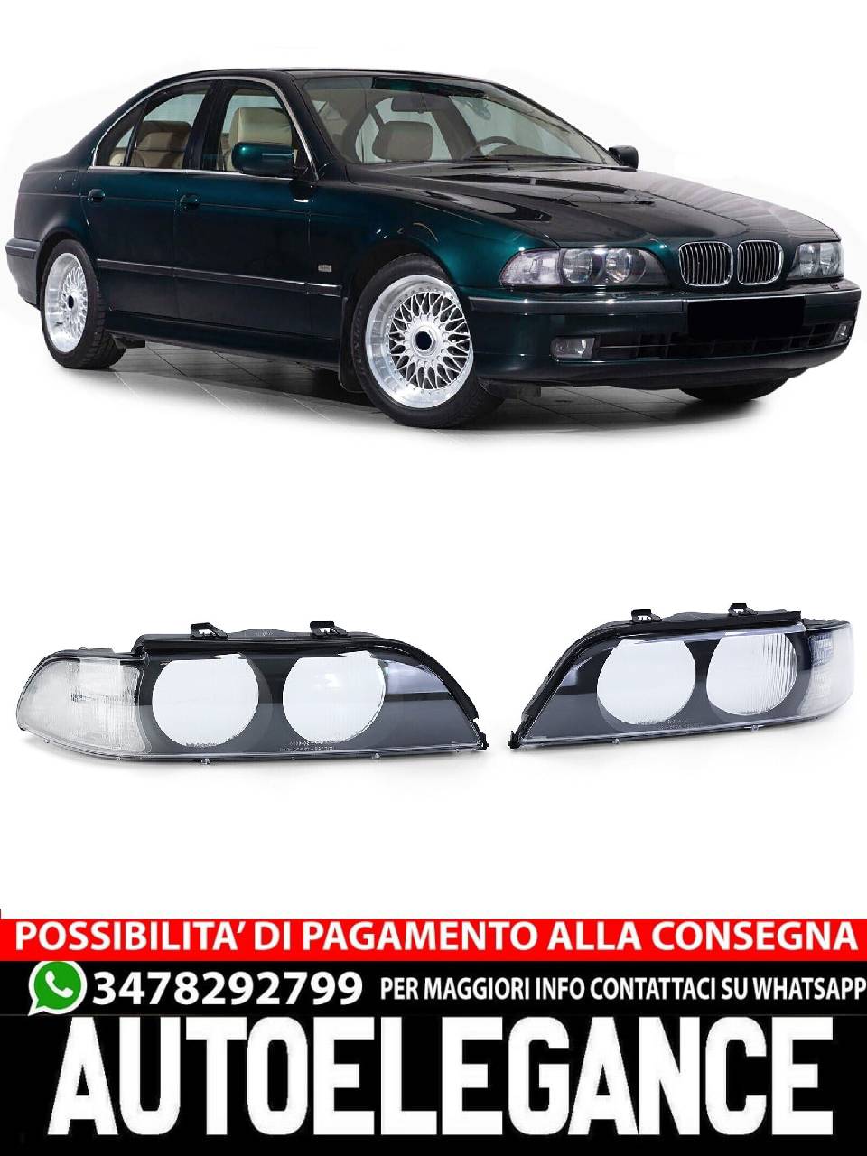 Dischi di dispersione lenti faro indicatore bianco adatto per BMW Serie 5 E39 95