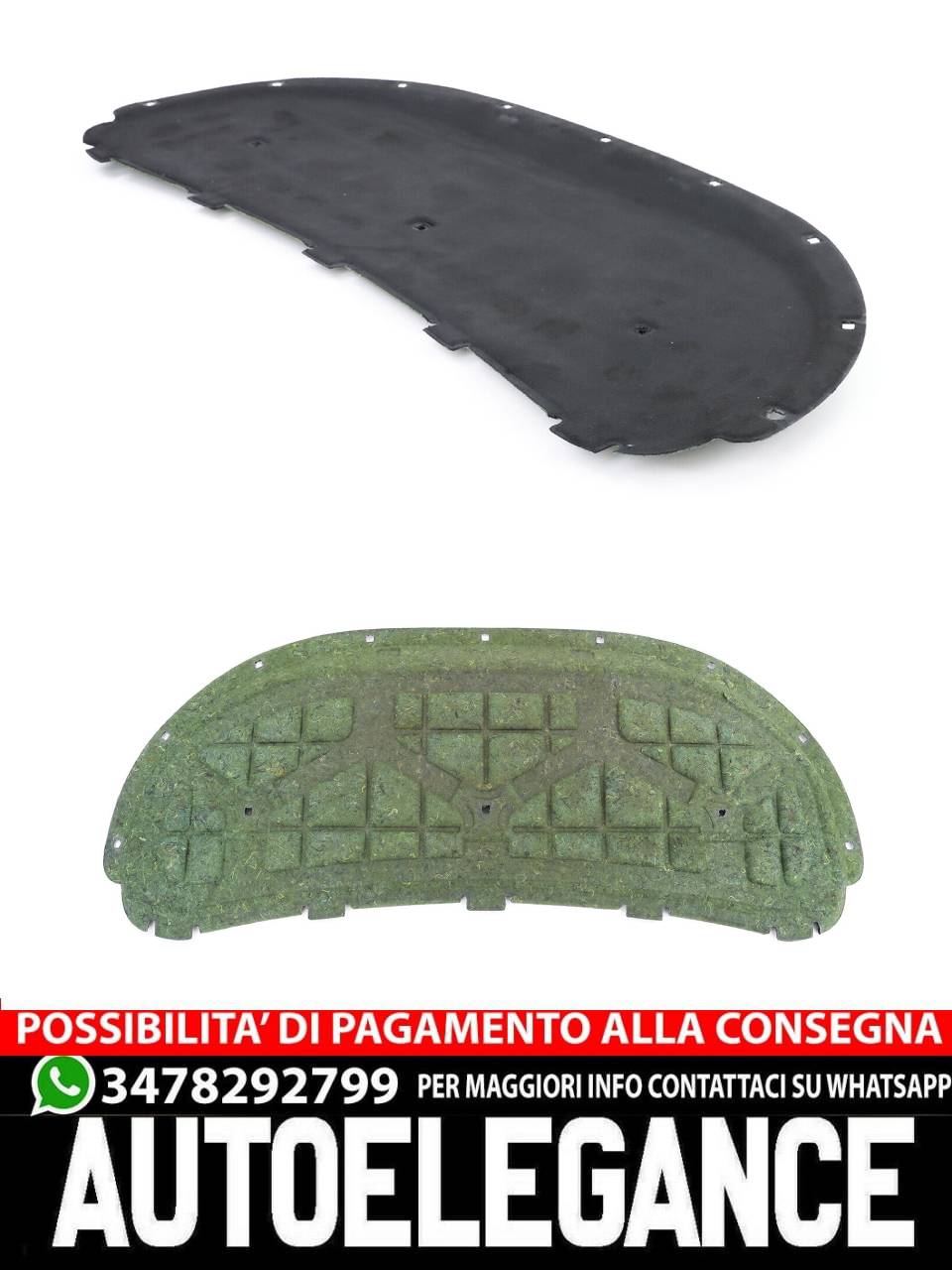 Bonnet insulation mat with clips for Skoda Fabia 2 5J 06-14- 