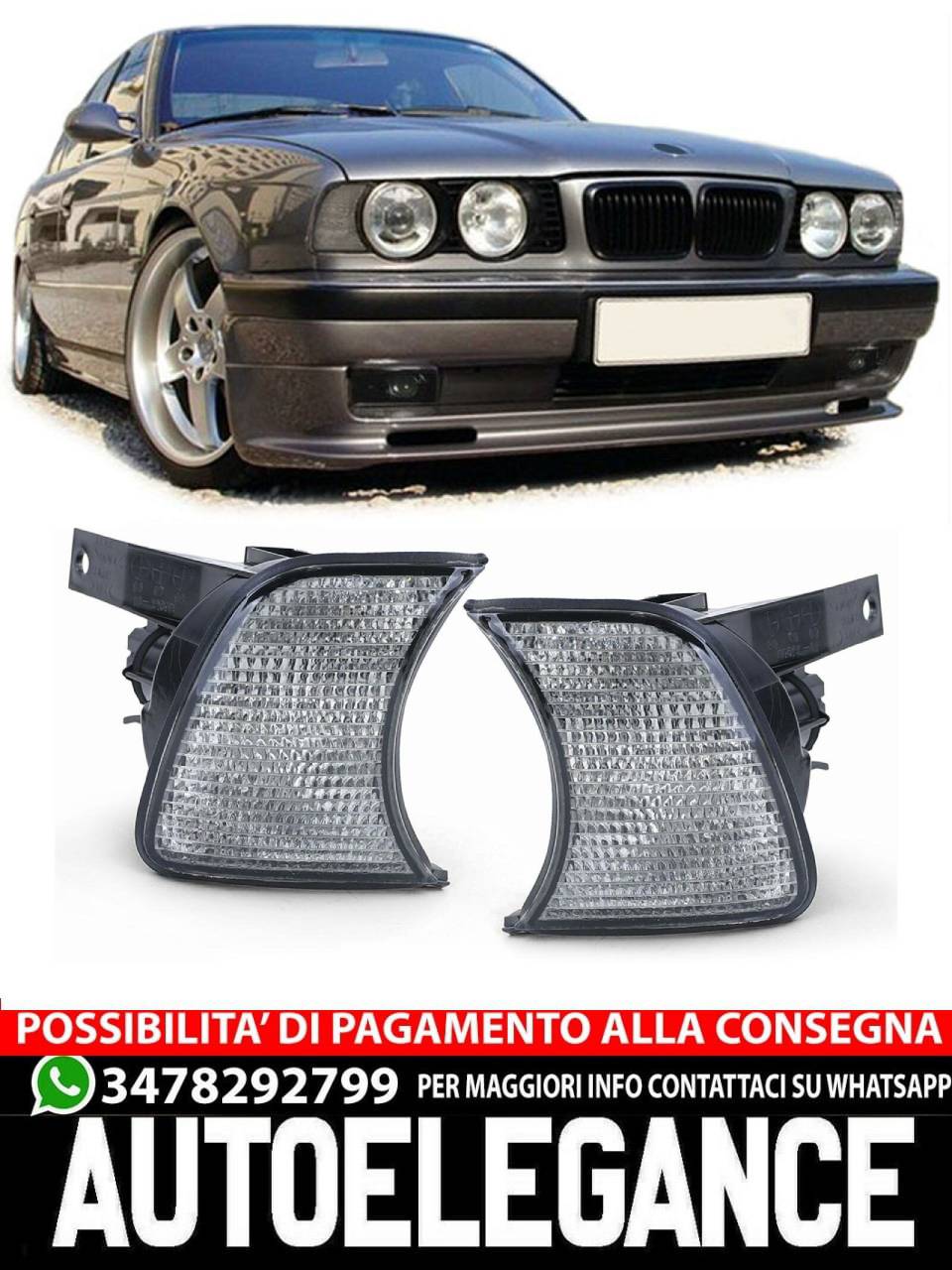 Coppia frecce fumè nero sinistra destra adatto per BMW Serie 5 E34 87-97- AUTOELEGANCERICAMBI