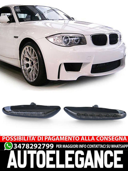 Coppia frecce laterali a LED fumè nero adatto per BMW Serie 1 E81 E87 E82 E88 04 AUTOELEGANCERICAMBI