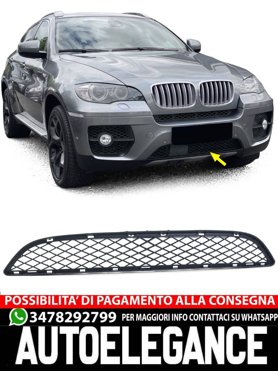 Sport Grille Bumper Lower Center For BMW X6 E71 06-14- 