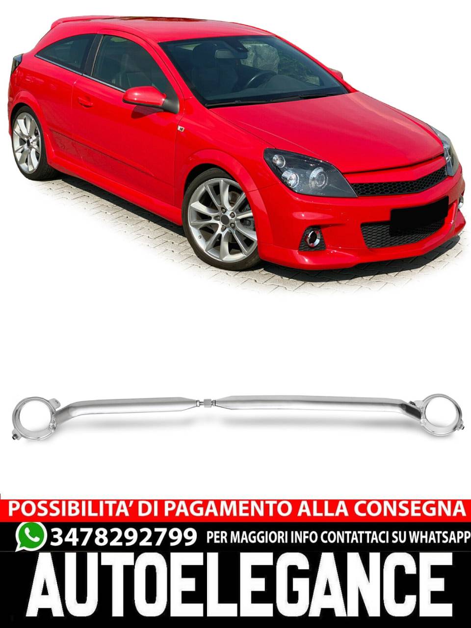 Puntone cattedrale in alluminio lucido anteriore per Opel Astra H 04-10 berlina