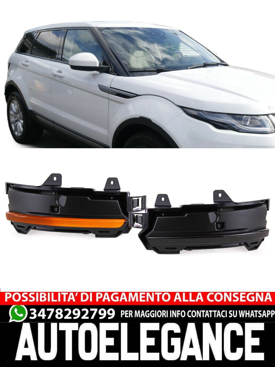 Black Rear View Mirror for Land Range Rover Discovery Evoque- 