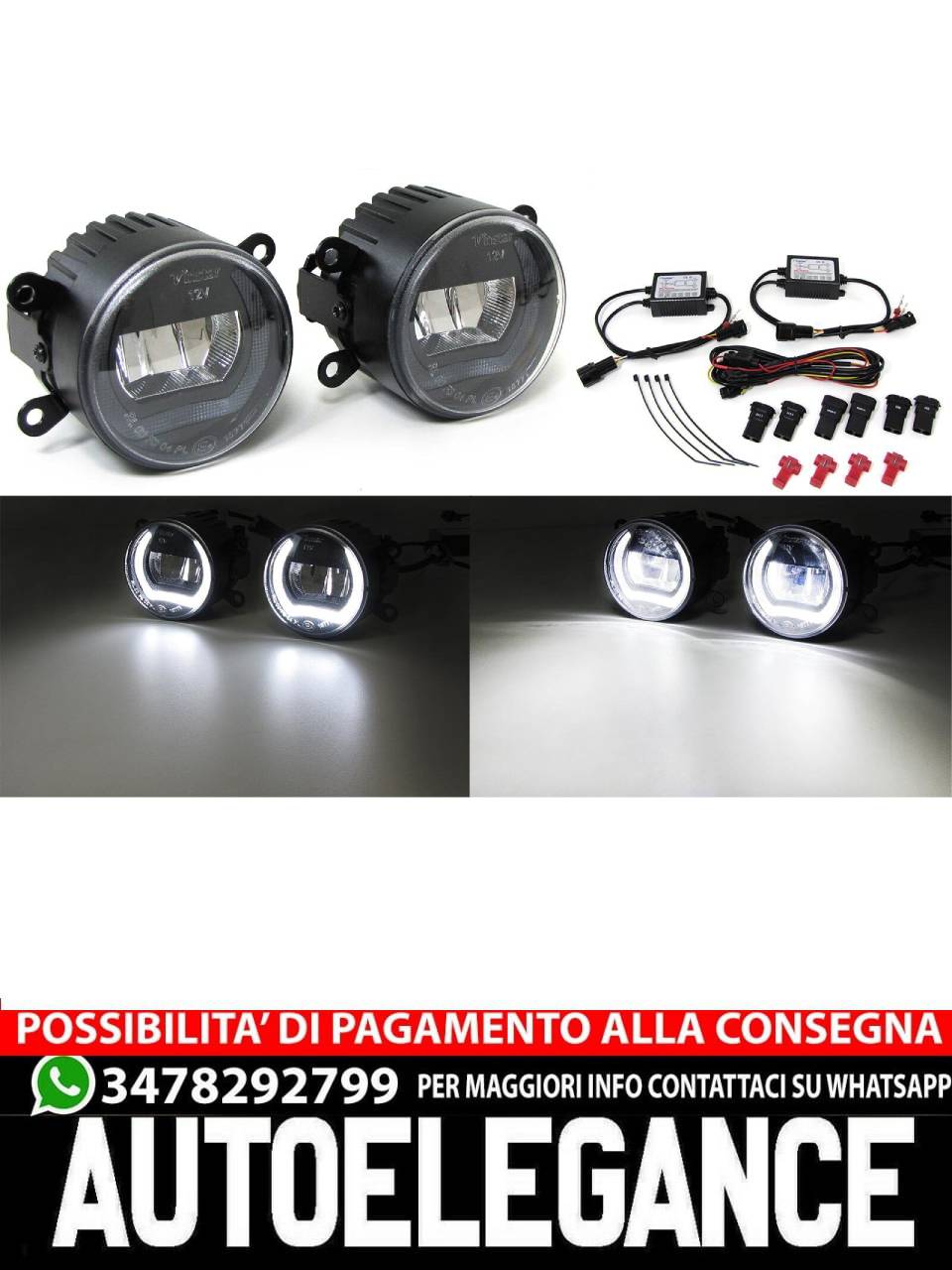 Clear Glass LED Fog Lights with Daytime Running Light for Suzuki 