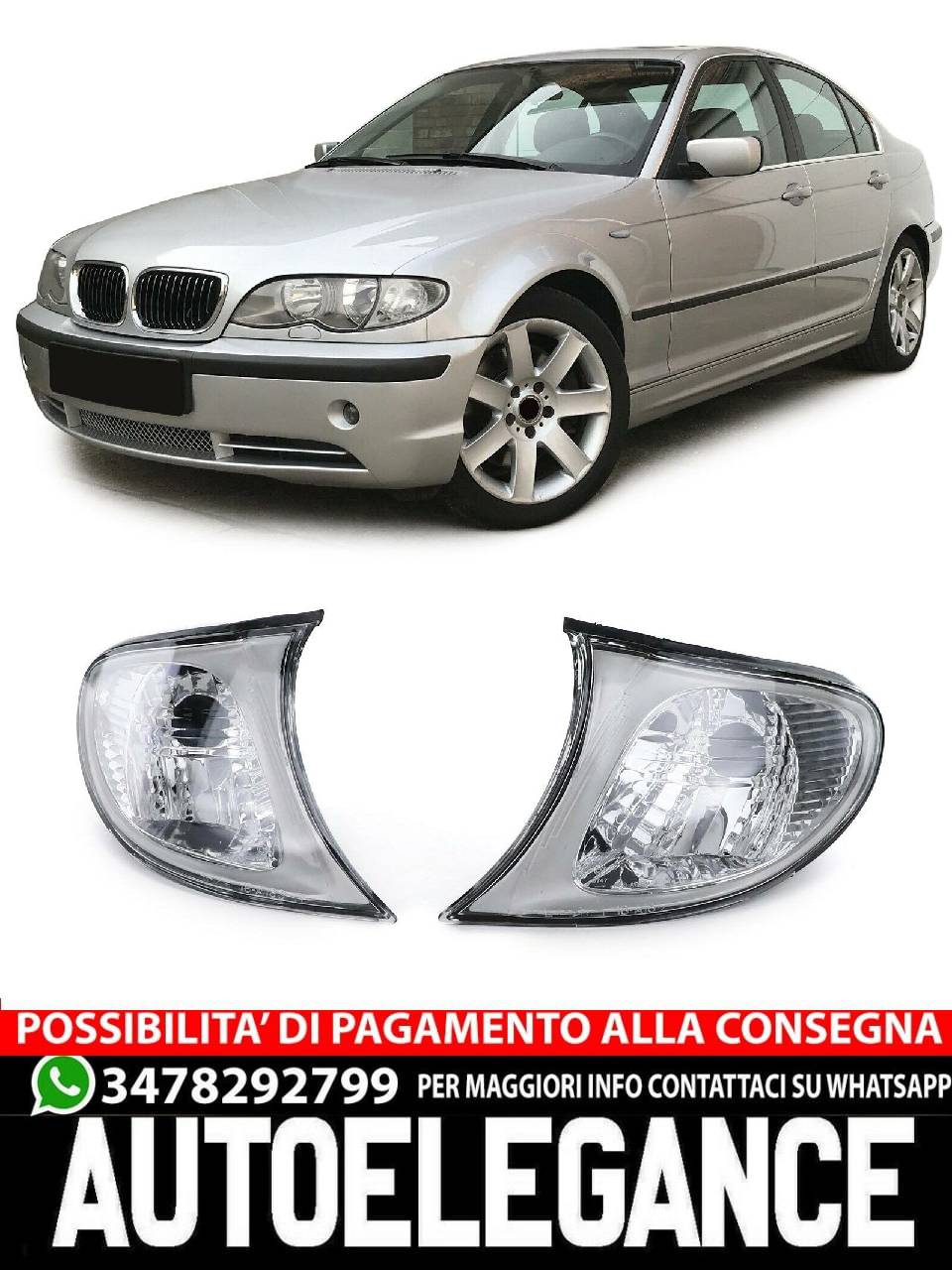 Clear White Right Left Turn Signal Light Suitable for BMW E46 Sedan 