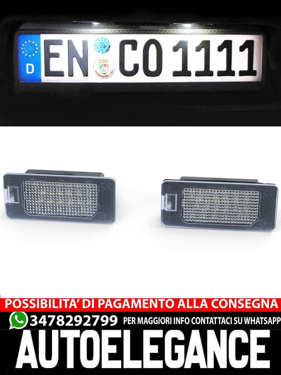 Illuminazione targa a LED bianca 6000K per BMW Serie 1 E82 Coupé E88