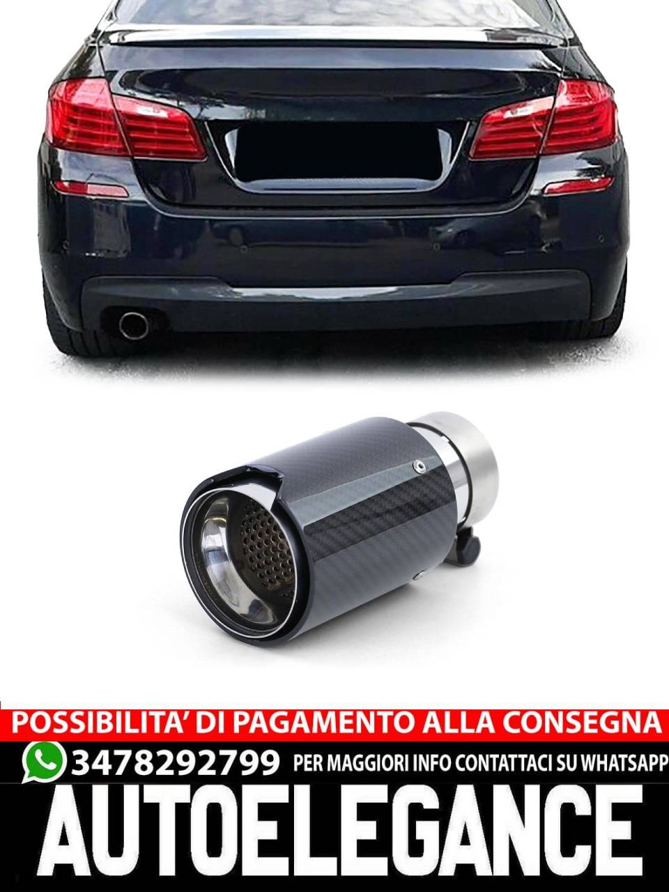 Black carbon sports exhaust pipe suitable for BMW 5 Series F10 F11 10-16- 