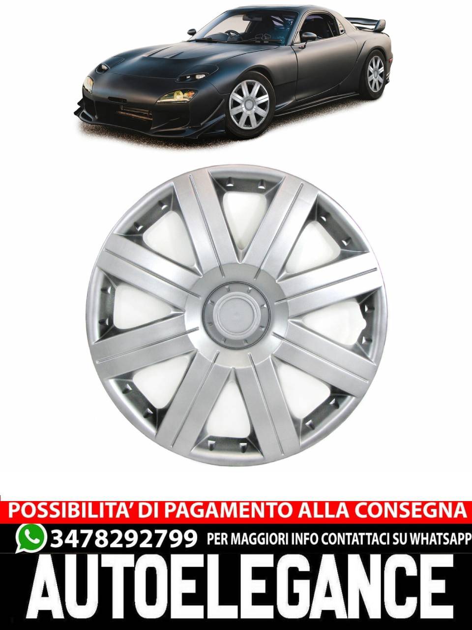 Copricerchi per cerchi in acciaio Set Tenzo-R II 15"" Argento-