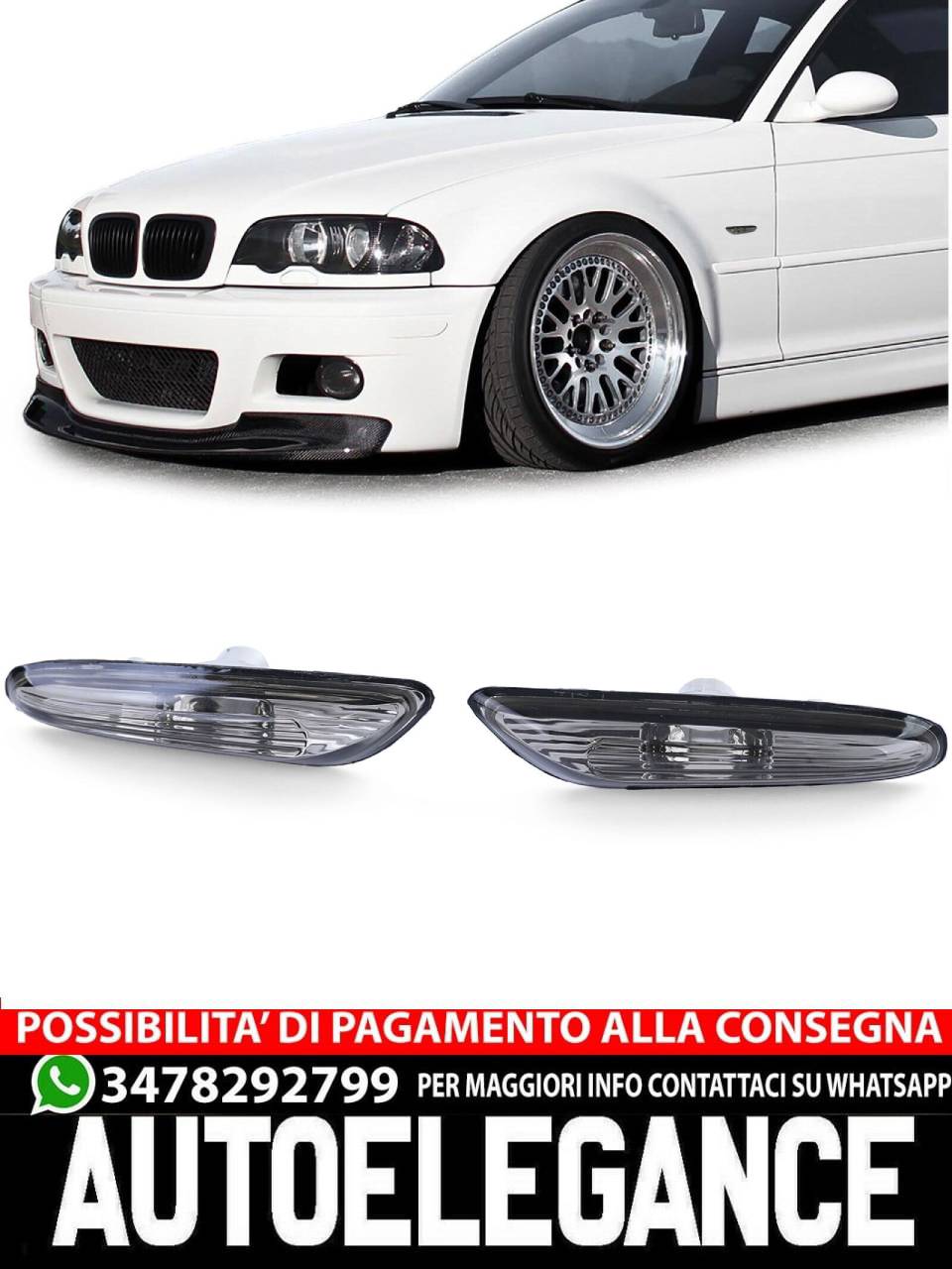 Indicatore di direzione nero fumè adatto per BMW Serie 3 E46 00-01 Serie 5 E60