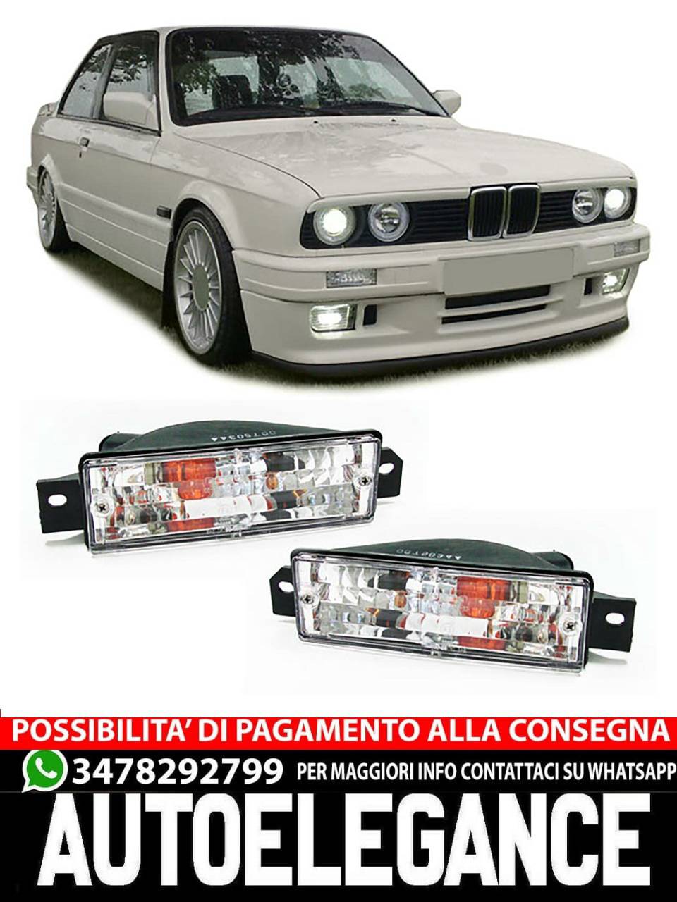 Indicatore di direzione in vetro trasparente bianco con luce fissa per BMW