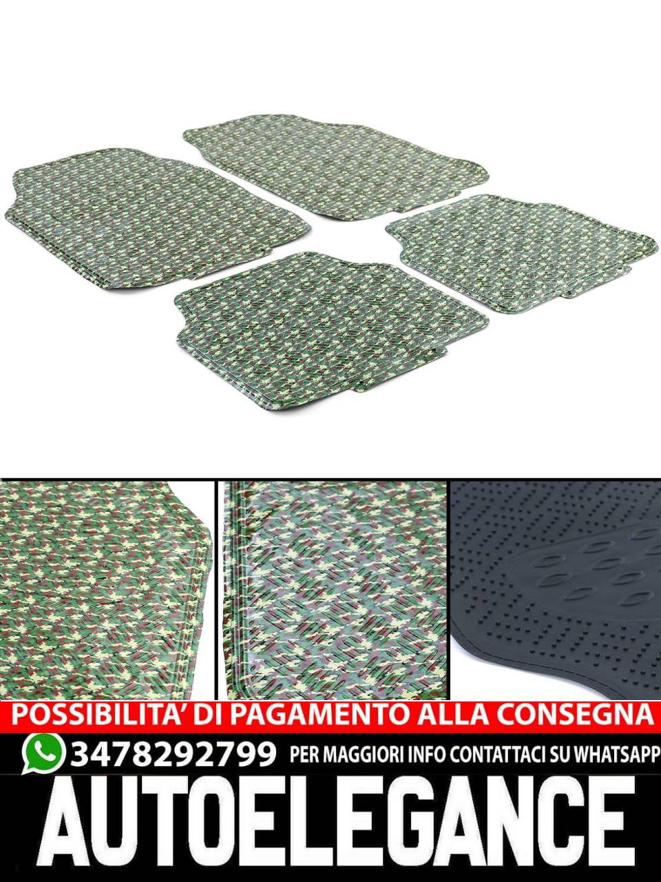 Car Rubber Mats Universal Tape Sheet Military Camouflage Look 