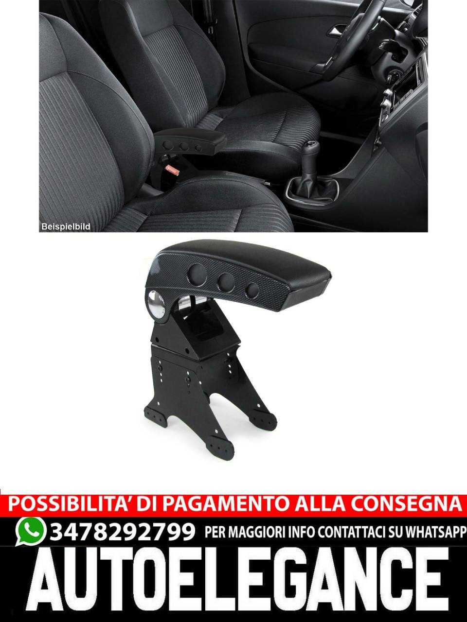 Bracciolo centrale consolle centrale bracciolo con vano portaoggetti universale AUTOELEGANCERICAMBI