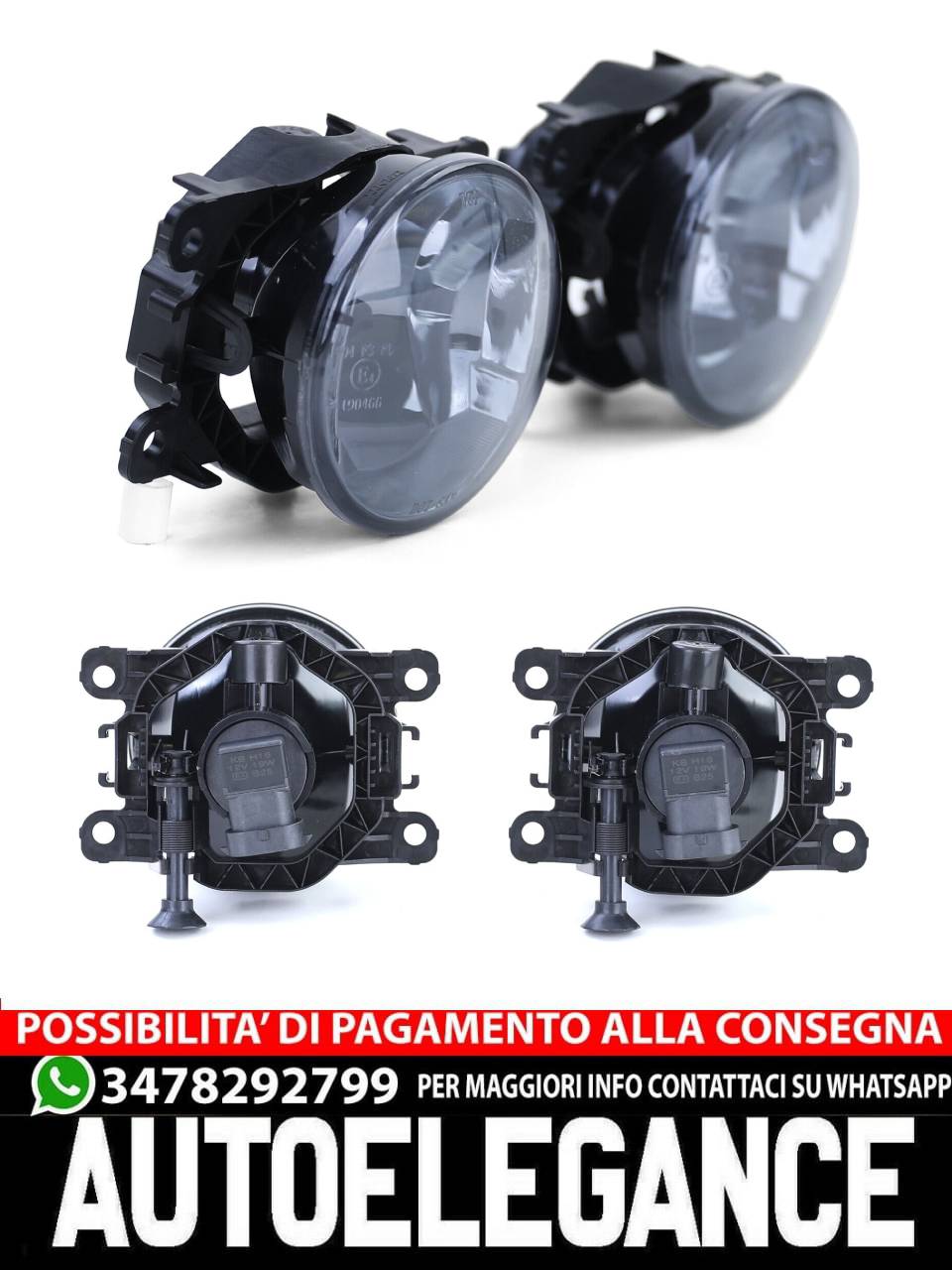 Fendinebbia vetro trasparente nero per Renault Clio IV Megane III Twingo Dacia