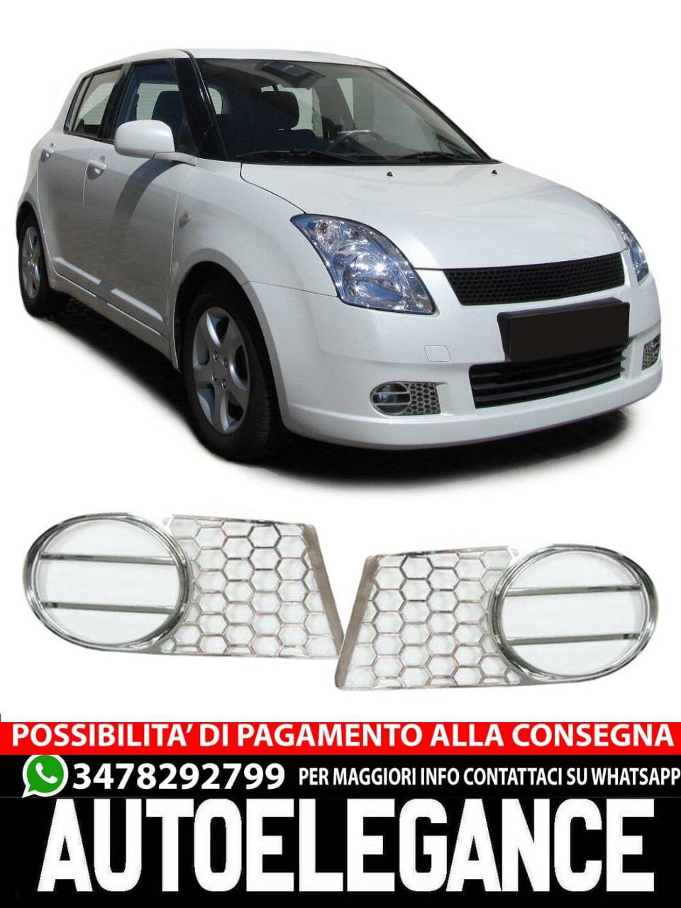 Copri fendinebbia cromati per Suzuki Swift MZ EZ 05-08- AUTOELEGANCERICAMBI