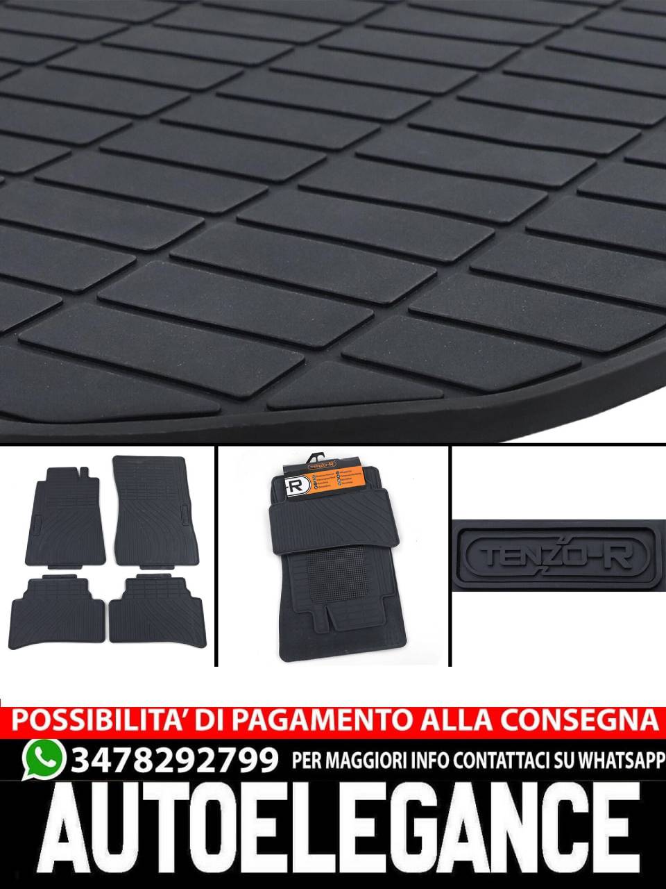 Set tappetini in gomma Premium nero per Mercedes Classe C W202 S202 93-01