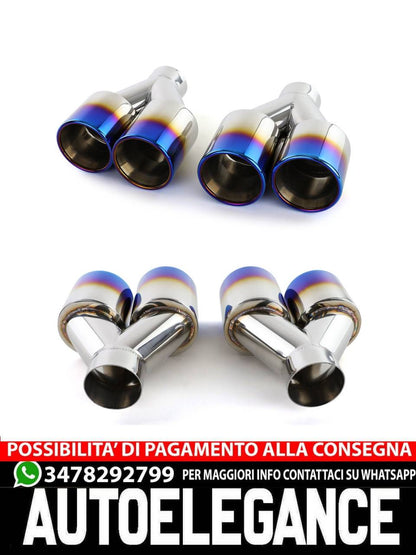 Terminale di scarico sportivo 89mm Doppio tubo in acciaio inossidabile Titanio