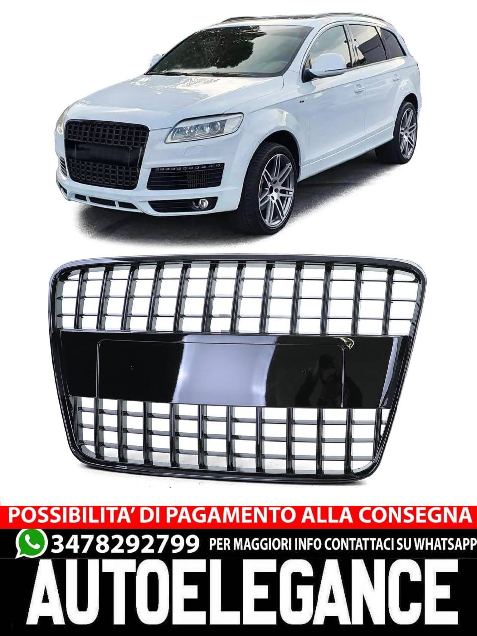 Honeycomb radiator grille without emblem matt black for Audi TT 8J 