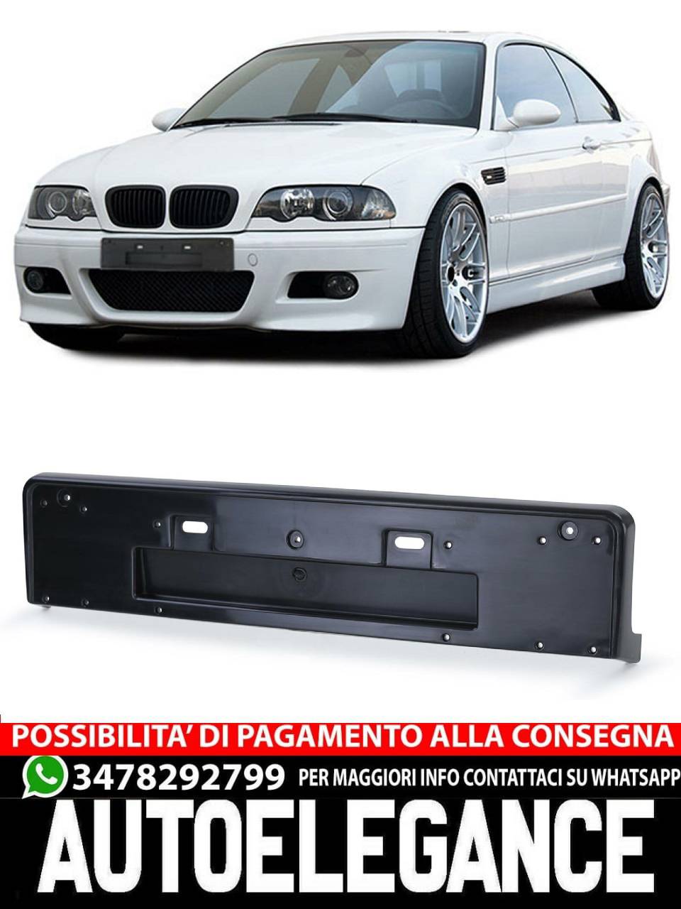 Front License Plate Holder Suitable for BMW E46 M3 Bumper- 