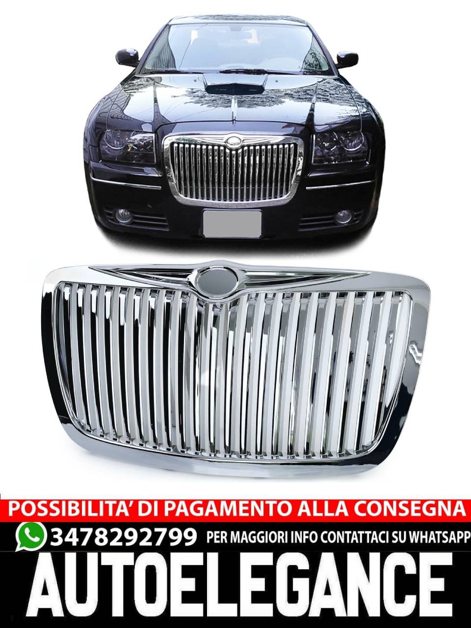 Griglia radiatore sportiva RR Look cromata tipo 1 per Chrysler 300C Berlina
