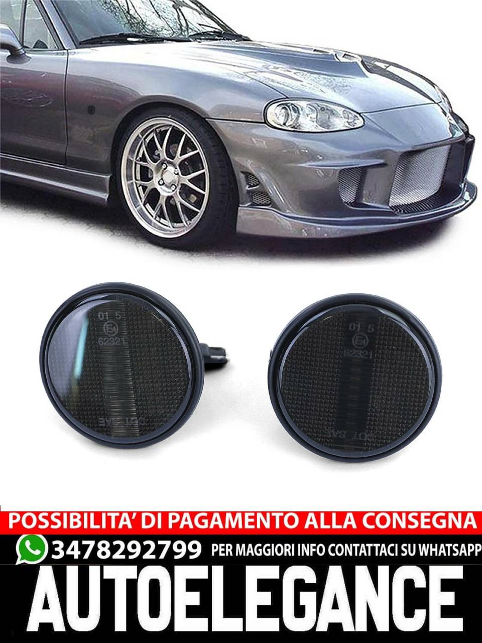 Coppia frecce laterali a LED nero fumo per Mazda MX5 NA NB NB NBFL 90-05- AUTOELEGANCERICAMBI