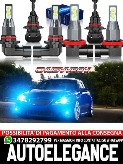 For Lexus IS250 IS350 2006 - 2010 6pc 8000K LED Headlights + Fog Light Bulbs KIT 