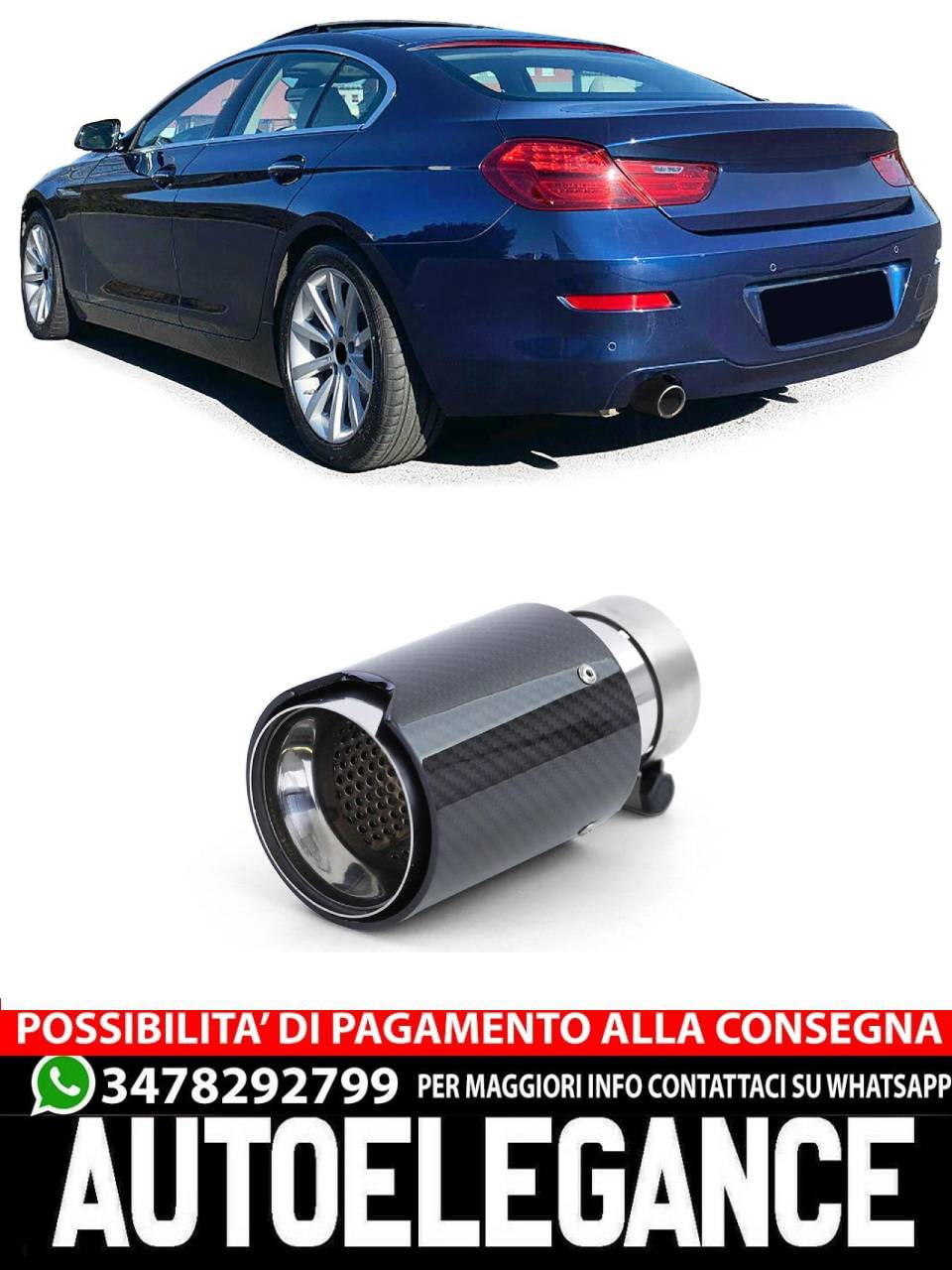 Carbon black sports exhaust pipe suitable for BMW 6 Series F12 F13 11- 