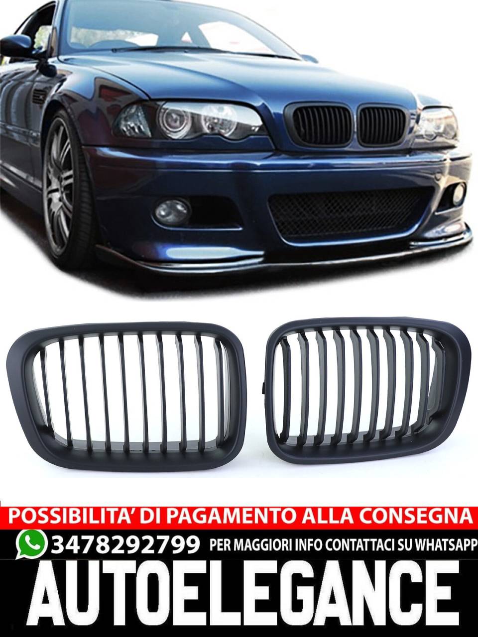 Performance matt sports radiator grille for BMW 3 Series E46 Sedan 