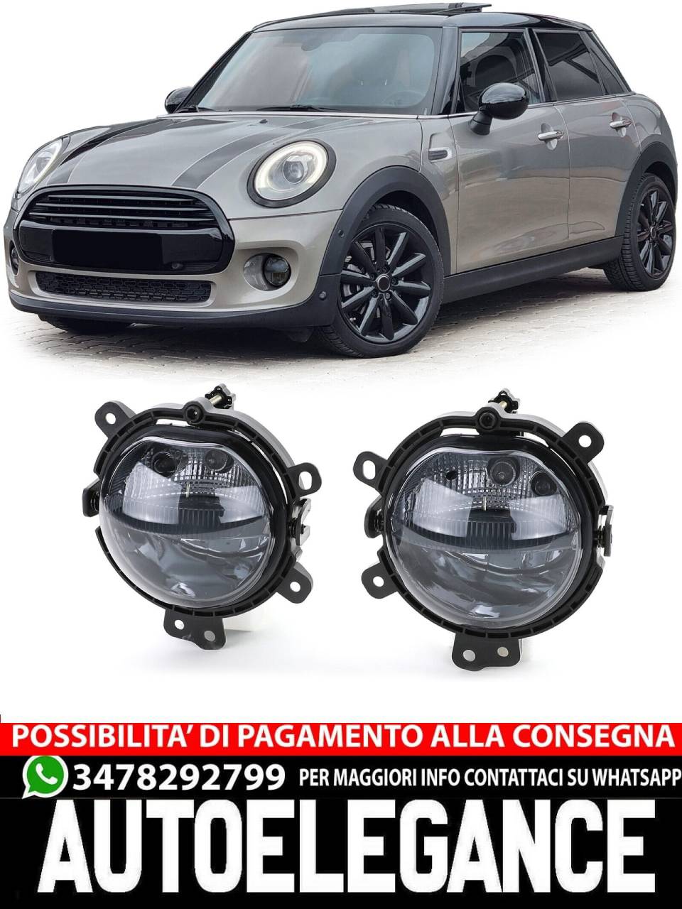Fog Light + Daytime Running Light Smoke Black For Mini F54 F55 F56 F57 14-21 